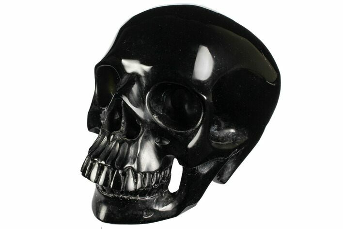 Realistic, Polished Black Obsidian Skull #150853